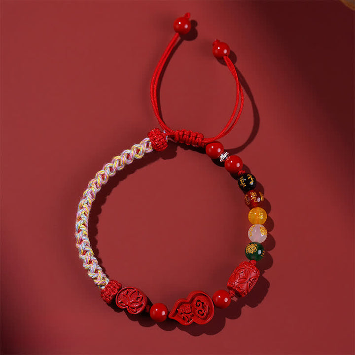 Buddha Stones Pulsera de hilo rojo tejida a mano con el carácter de la calabaza de la fortuna de Cinnabar Fu - Personaje Fu (Suerte ♥ Bendición) - Cinabrio (Bendición♥Calma) - image 0