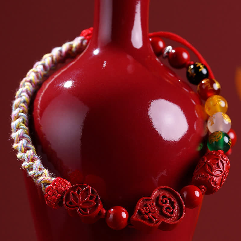 Buddha Stones Pulsera de hilo rojo tejida a mano con el carácter de la calabaza de la fortuna de Cinnabar Fu - image 4