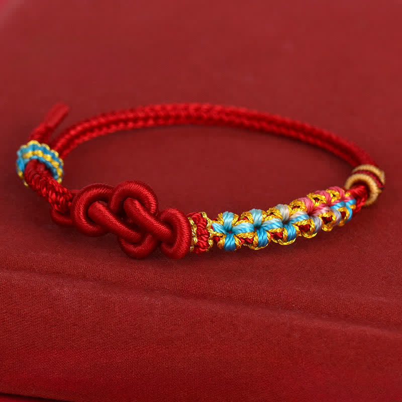 Buddha Stones Pulsera de la suerte china con nudos, tejida a mano con hilo rojo. - image 2