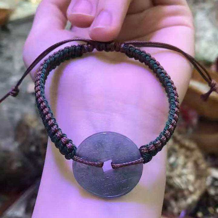 Buddha Stones Pulsera ajustable de tranquilidad tejida a mano con hebilla de jade y símbolo de la paz. - image 10