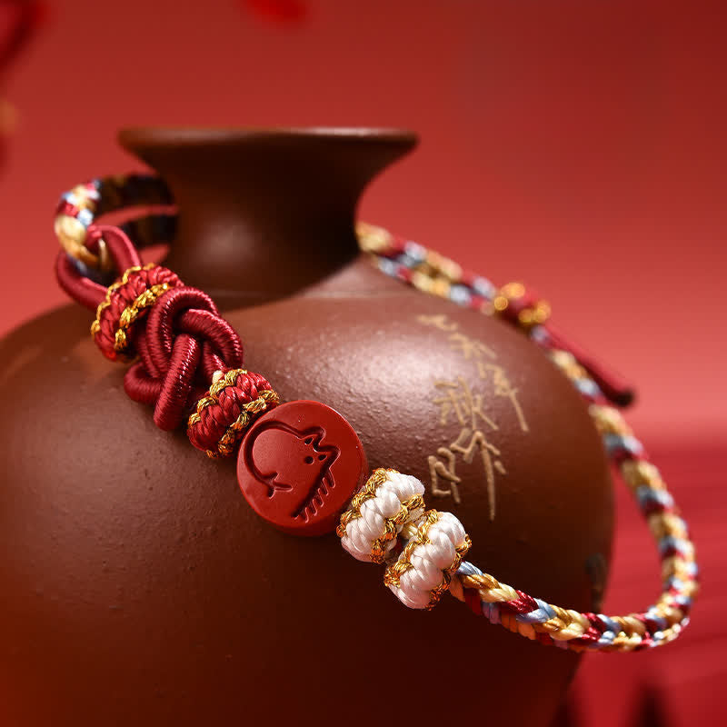 Buddha Stones Pulsera de hilo rojo tejida a mano con diseño del zodíaco chino de cinabrio - image 20