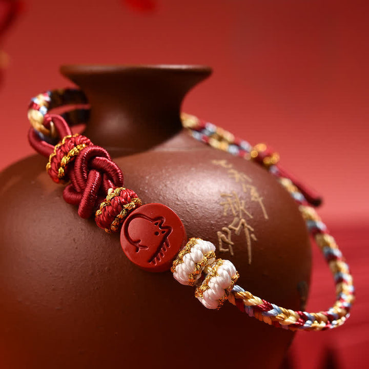 Buddha Stones Pulsera de hilo rojo tejida a mano con diseño del zodíaco chino de cinabrio - image 20