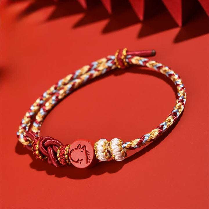Buddha Stones Pulsera de hilo rojo tejida a mano con diseño del zodíaco chino de cinabrio - image 17