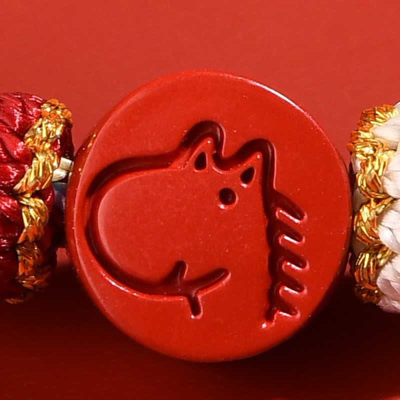 Buddha Stones Pulsera de hilo rojo tejida a mano con diseño del zodíaco chino de cinabrio - image 22