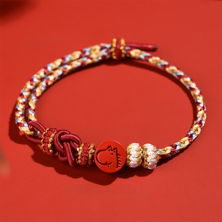 Buddha Stones Pulsera de hilo rojo tejida a mano con diseño del zodíaco chino de cinabrio - image 16