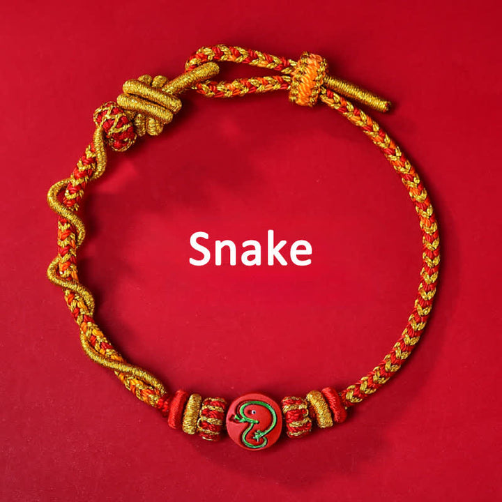 Buddha Stones Pulsera de hilo rojo tejida a mano con la bendición del zodíaco chino de cinabrio - Signo zodiacal chino (Protección ♥ Vitalidad) - Serpiente - Cinabrio (Bendición♥Calma) - image 10