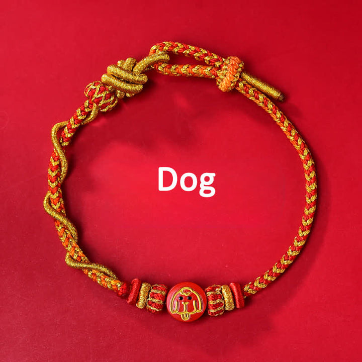 Buddha Stones Pulsera de hilo rojo tejida a mano con la bendición del zodíaco chino de cinabrio - Signo zodiacal chino (Protección ♥ Vitalidad) - Perro - Cinabrio (Bendición♥Calma) - image 14