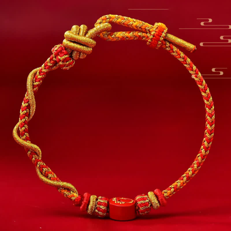 Buddha Stones Pulsera de hilo rojo tejida a mano con la bendición del zodíaco chino de cinabrio - image 16
