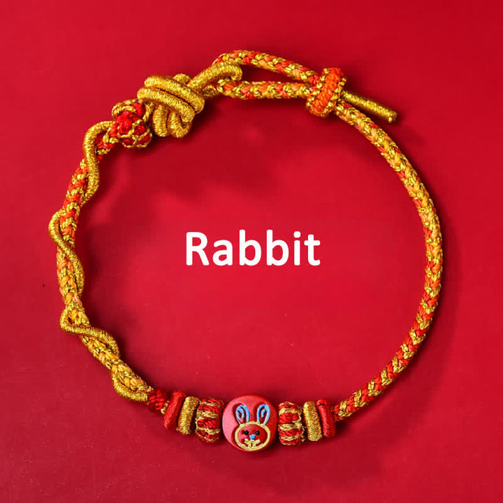 Buddha Stones Pulsera de hilo rojo tejida a mano con la bendición del zodíaco chino de cinabrio - Signo zodiacal chino (Protección ♥ Vitalidad) - Conejo - Cinabrio (Bendición♥Calma) - image 4