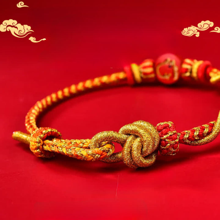 Buddha Stones Pulsera de hilo rojo tejida a mano con la bendición del zodíaco chino de cinabrio - image 17