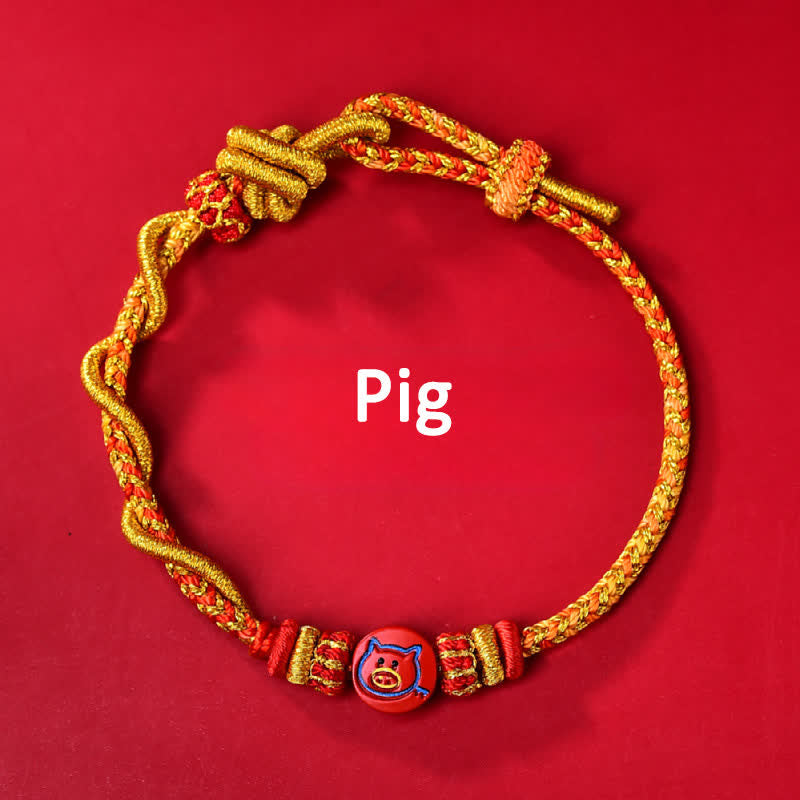 Buddha Stones Pulsera de hilo rojo tejida a mano con la bendición del zodíaco chino de cinabrio - Signo zodiacal chino (Protección ♥ Vitalidad) - Cerdo - Cinabrio (Bendición♥Calma) - image 15