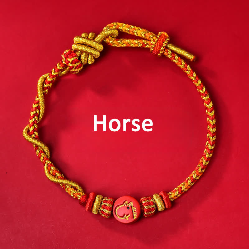 Buddha Stones Pulsera de hilo rojo tejida a mano con la bendición del zodíaco chino de cinabrio - Signo zodiacal chino (Energía ♥ Libertad) - Caballo - Cinabrio (Bendición♥Calma) - image 11