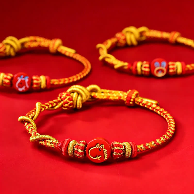 Buddha Stones Pulsera de hilo rojo tejida a mano con la bendición del zodíaco chino de cinabrio - image 18