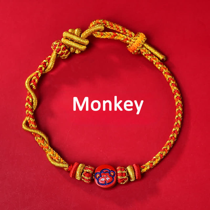 Buddha Stones Pulsera de hilo rojo tejida a mano con la bendición del zodíaco chino de cinabrio - Signo zodiacal chino (Protección ♥ Vitalidad) - Mono - Cinabrio (Bendición♥Calma) - image 12
