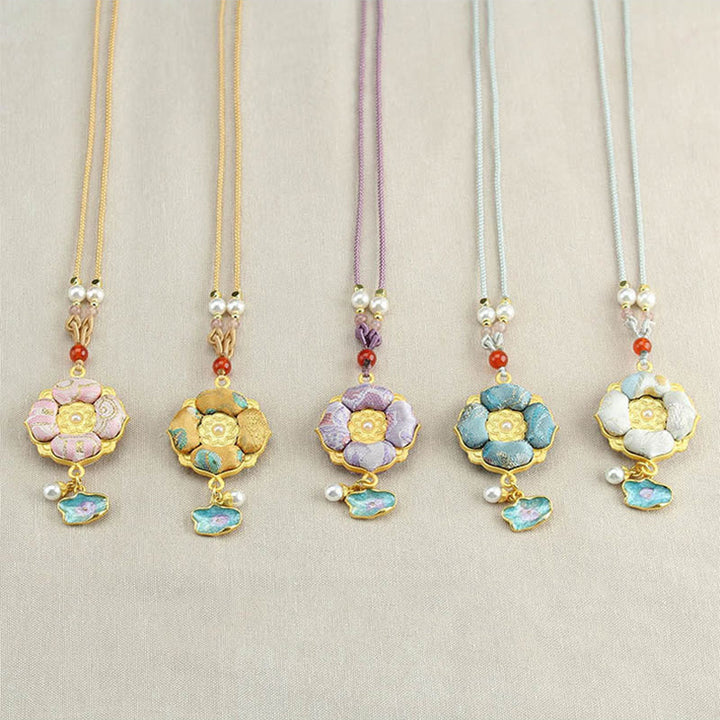 Buddha Stones Collar de la suerte con brocado de trébol de cuatro hojas - image 19