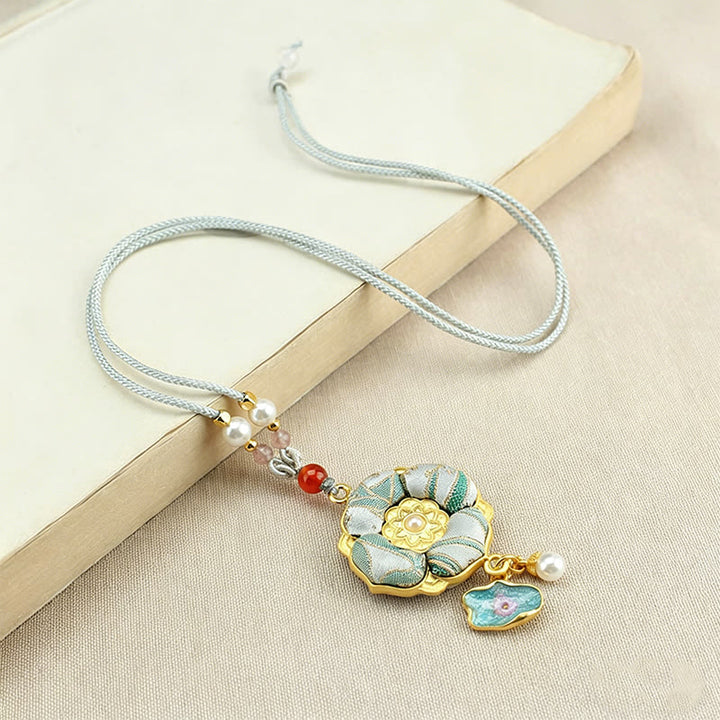 Buddha Stones Collar de la suerte con brocado de trébol de cuatro hojas - image 14