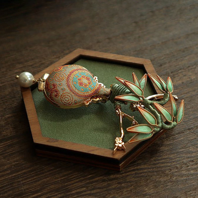 Buddha Stones Broche de equilibrio con diseño de jarrón de hojas de bambú brocadas Song - image 4