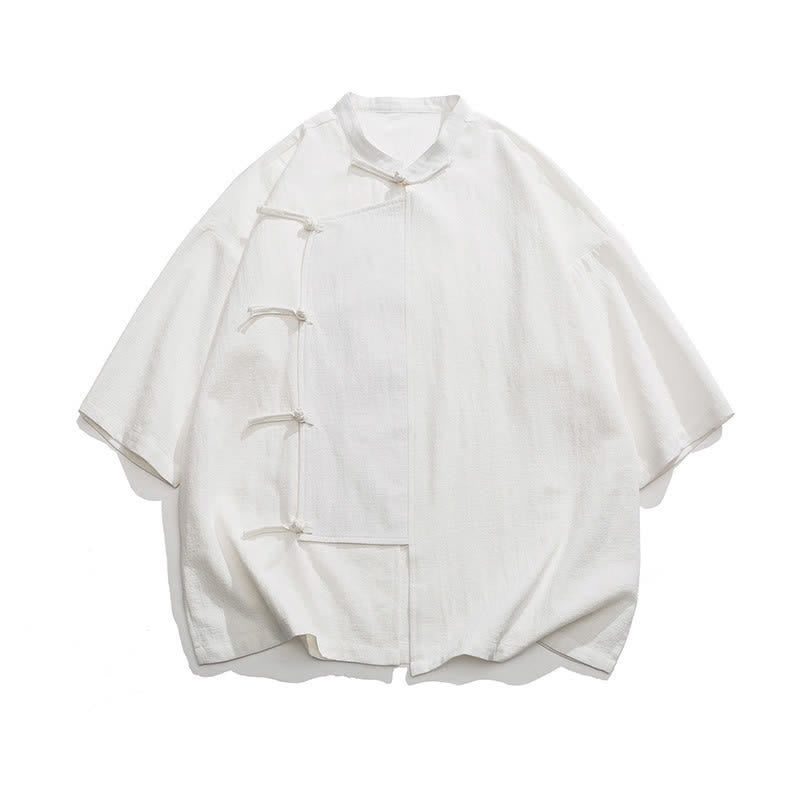 Buddha Stones Camisas de manga corta para hombre, estilo Summer Tang, con cuello mandarín y botones de rana. - image 30