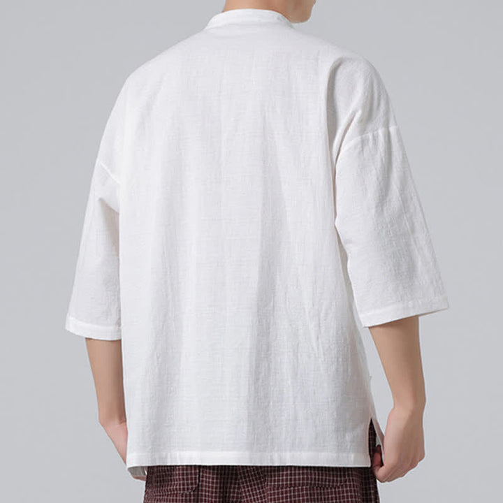 Buddha Stones Camisas de manga corta para hombre, estilo Summer Tang, con cuello mandarín y botones de rana. - image 25