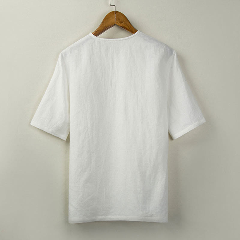 Buddha Stones Camisas de hombre lisas con botones y abertura lateral, estilo Tang, para verano. - image 15