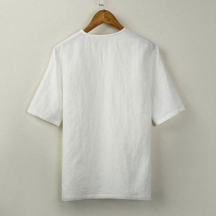 Buddha Stones Camisas de hombre lisas con botones y abertura lateral, estilo Tang, para verano. - image 15