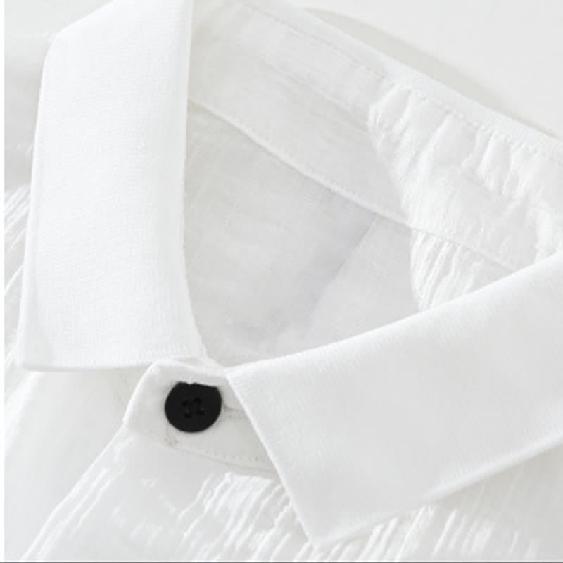 Buddha Stones Camisas de hombre lisas, informales, minimalistas y con botones, para verano. - image 12