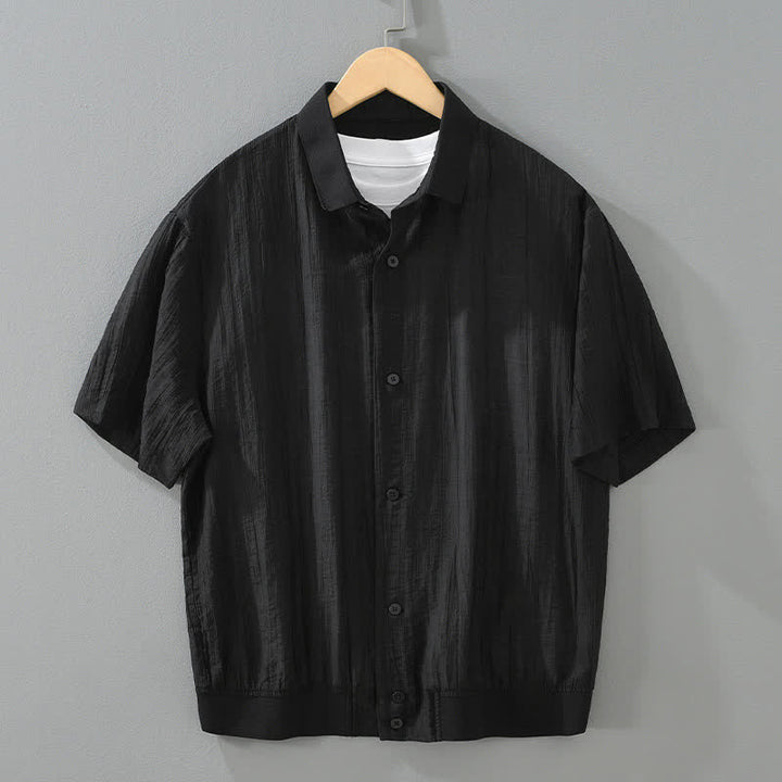 Buddha Stones Camisas de hombre lisas, informales, minimalistas y con botones, para verano. - Negro - US/UK/AU46, EU56 (5XL) - image 10