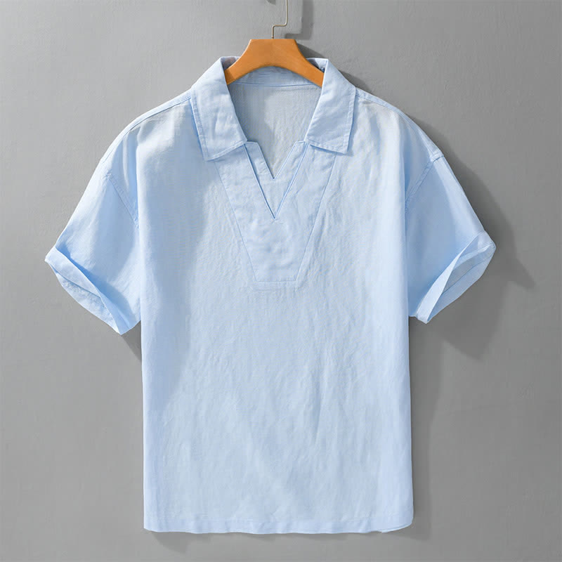 Buddha Stones Camisas de hombre lisas, informales y de estilo veraniego para hombre. - Azul claro - US/UK/AU46, EU56 (5XL) - image 3