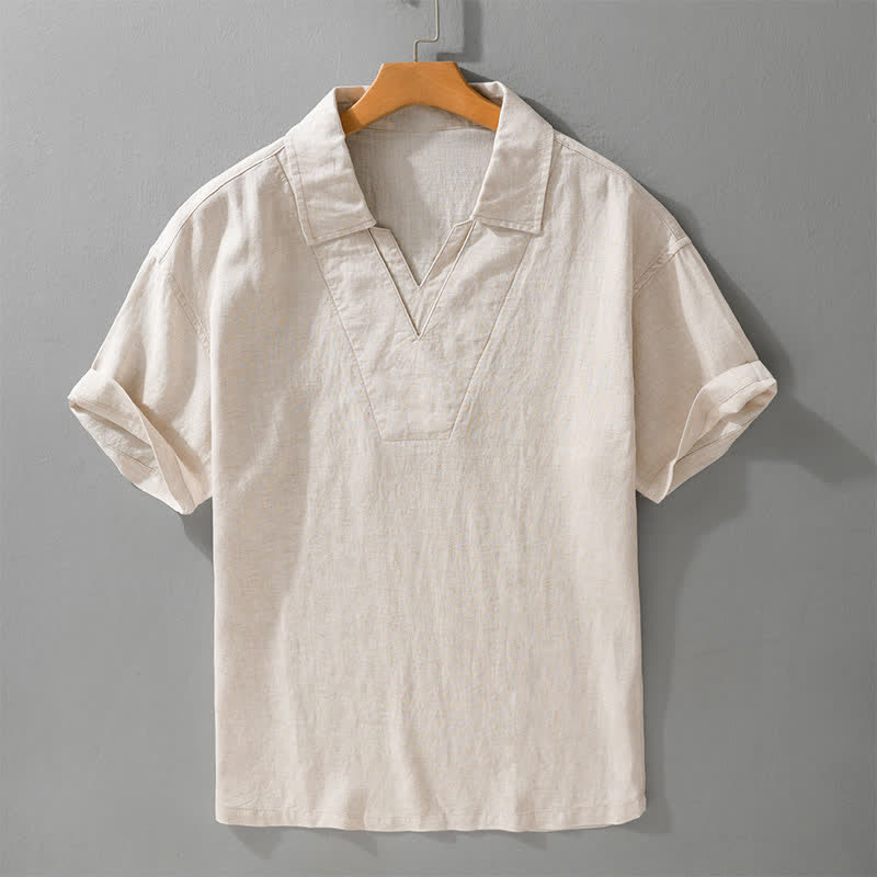 Buddha Stones Camisas de hombre lisas, informales y de estilo veraniego para hombre. - Lino - US/UK/AU46, EU56 (5XL) - image 0
