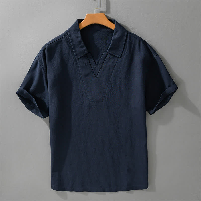 Buddha Stones Camisas de hombre lisas, informales y de estilo veraniego para hombre. - Azul medianoche - US/UK/AU46, EU56 (5XL) - image 5