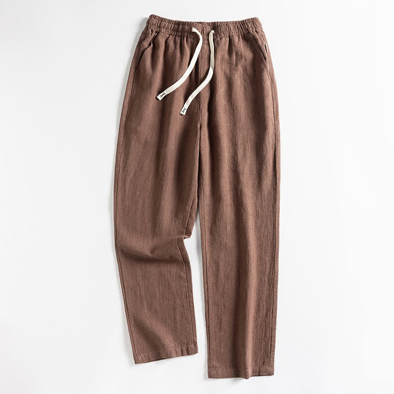 Buddha Stones Pantalones de hombre ajustados, minimalistas, con cordón ajustable y estilo casual de primavera. - Tierra de siena - US/UK/AU46, EU56 (5XL) - image 0