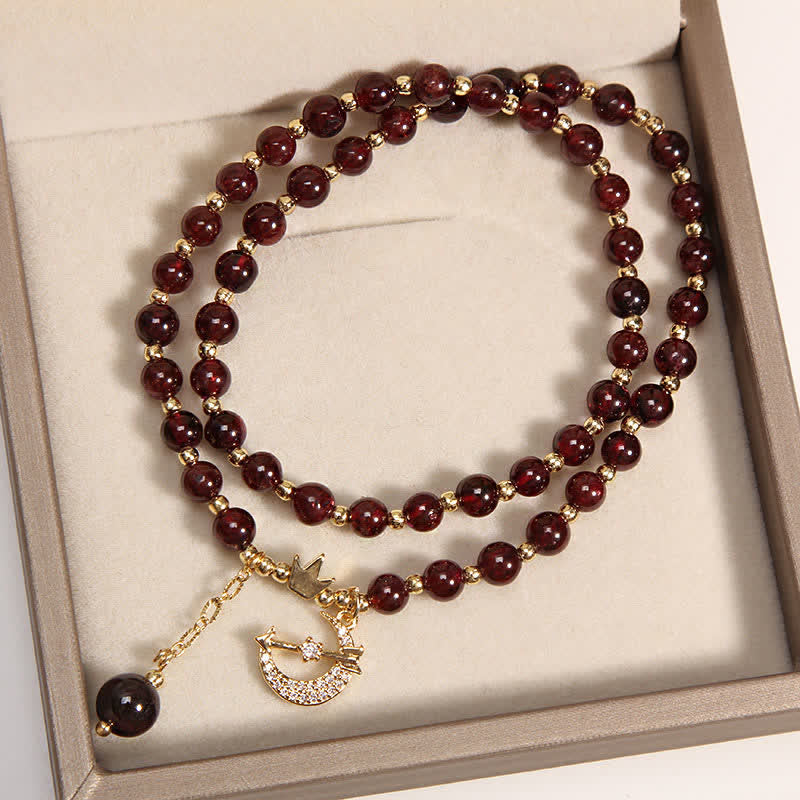 Buddha Stones Pulsera de cuentas de doble vuelta con diseño de luna y corona para purificación - image 4