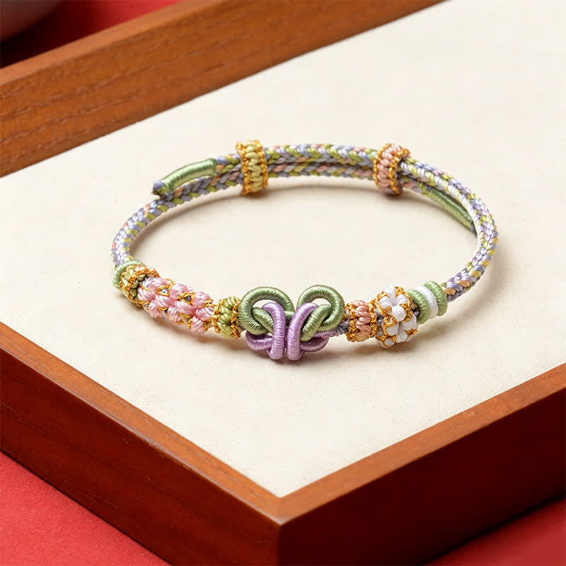 Buddha Stones Pulsera ajustable de hilo tejido a mano con mariposas de la suerte - Gotas de miel - Hilo rojo (Protección♥Suerte) - image 3