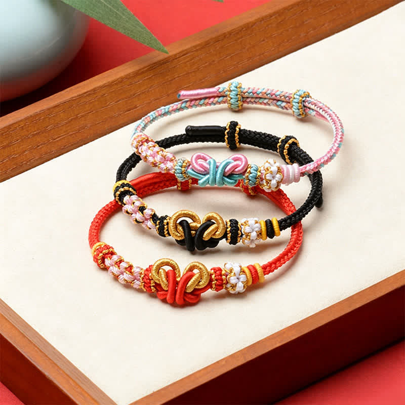 Buddha Stones Pulsera ajustable de hilo tejido a mano con mariposas de la suerte - image 12