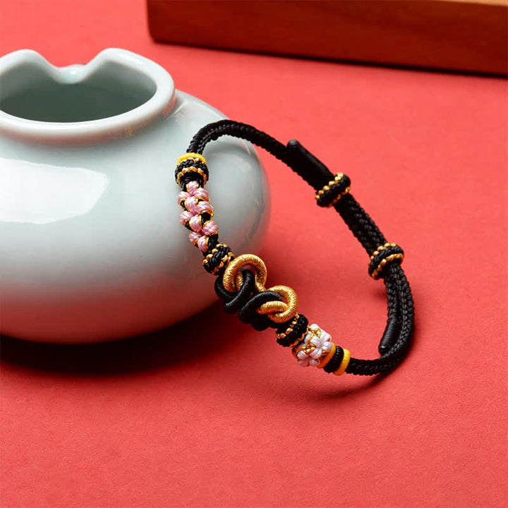 Buddha Stones Pulsera ajustable de hilo tejido a mano con mariposas de la suerte - image 8
