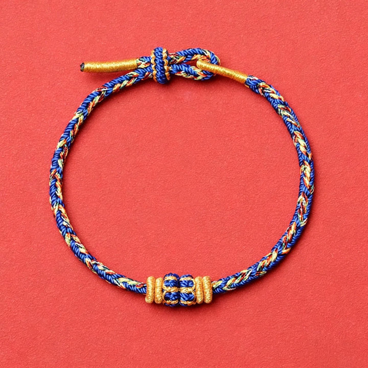 Buddha Stones Pulsera de hilo tejida a mano con diseño de pez koi para la buena suerte - Azul sin accesorios - image 8