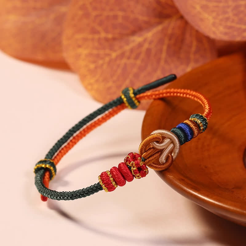 Buddha Stones Pulsera de cordón multicolor "Universo Próspero" tejida a mano con nudos. - Rojo - Hilo rojo (Protección♥Suerte) - image 0