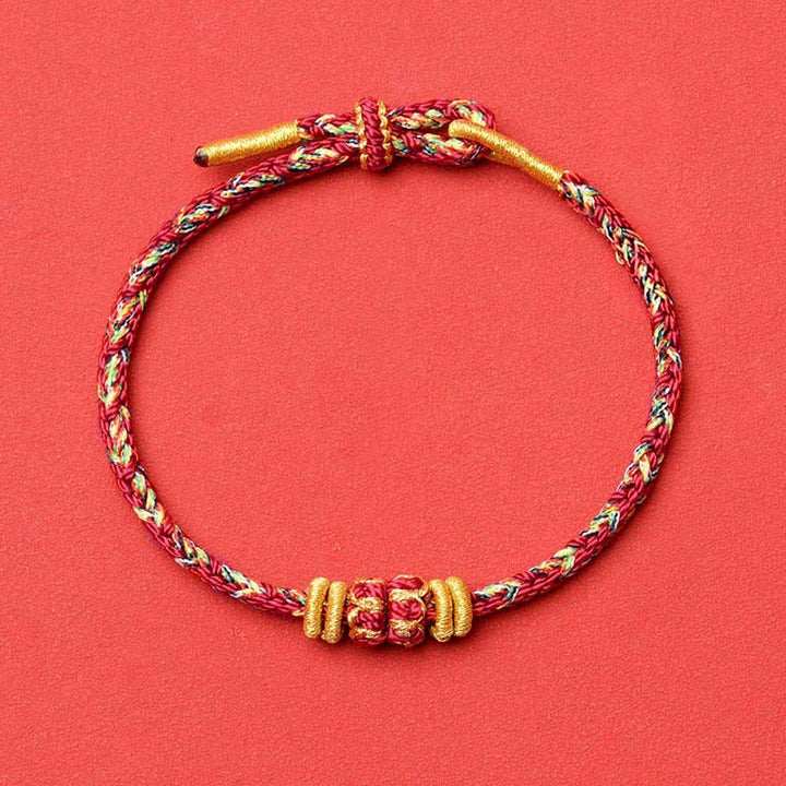 Buddha Stones Pulsera protectora tejida a mano con hilo rojo y diseño de flor de pez koi. - Granate - Sin accesorios - image 19
