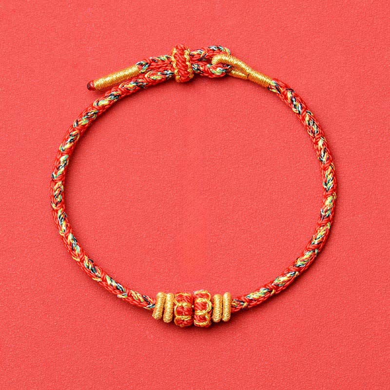 Buddha Stones Pulsera protectora tejida a mano con hilo rojo y diseño de flor de pez koi. - Rojo - Sin accesorios - image 4