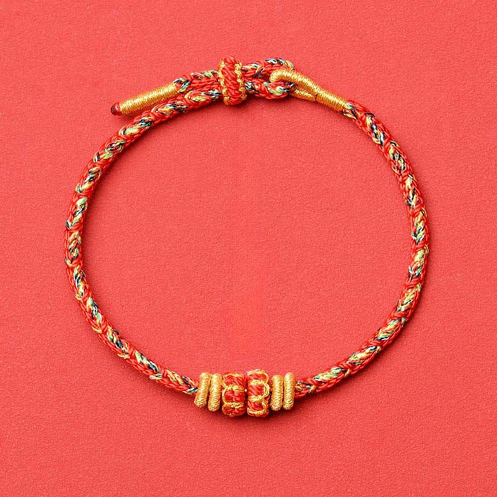 Buddha Stones Pulsera protectora tejida a mano con hilo rojo y diseño de flor de pez koi. - Rojo - Sin accesorios - image 4