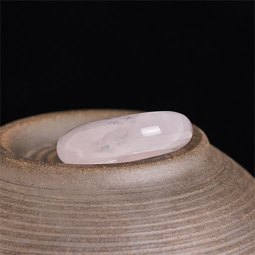 Buddha Stones Anillo de cuarzo rosa natural con energía curativa amorosa - image 1