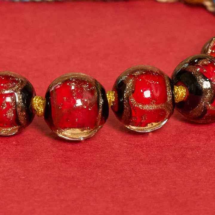 Buddha Stones Pulsera de hilo con cuentas de vidrio tibetano Liuli, cinco direcciones, dioses de la riqueza, bendición del ojo de Buda - image 12