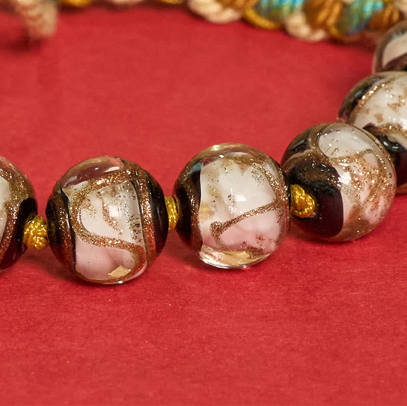 Buddha Stones Pulsera de hilo con cuentas de vidrio tibetano Liuli, cinco direcciones, dioses de la riqueza, bendición del ojo de Buda - image 24