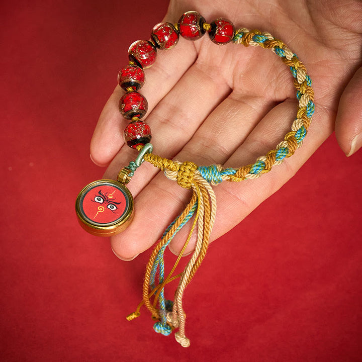 Buddha Stones Pulsera de hilo con cuentas de vidrio tibetano Liuli, cinco direcciones, dioses de la riqueza, bendición del ojo de Buda - image 10