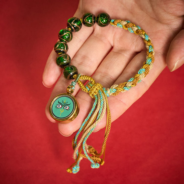 Buddha Stones Pulsera de hilo con cuentas de vidrio tibetano Liuli, cinco direcciones, dioses de la riqueza, bendición del ojo de Buda - image 28