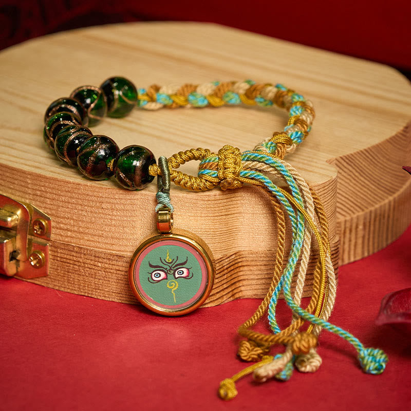 Buddha Stones Pulsera de hilo con cuentas de vidrio tibetano Liuli, cinco direcciones, dioses de la riqueza, bendición del ojo de Buda - image 27