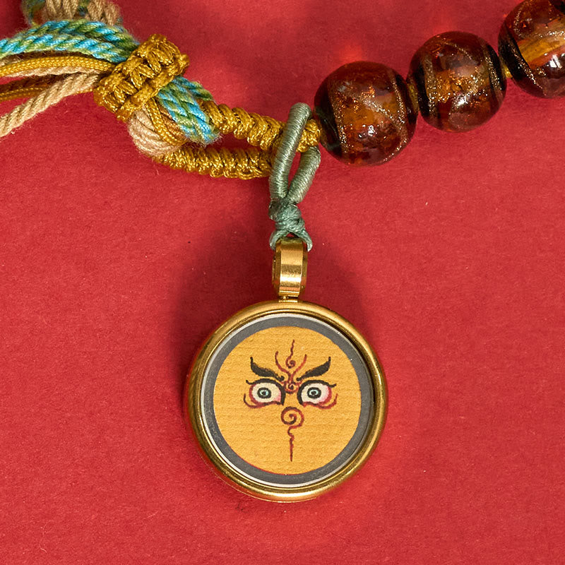 Buddha Stones Pulsera de hilo con cuentas de vidrio tibetano Liuli, cinco direcciones, dioses de la riqueza, bendición del ojo de Buda - image 17