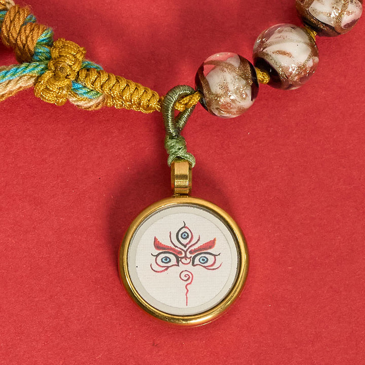 Buddha Stones Pulsera de hilo con cuentas de vidrio tibetano Liuli, cinco direcciones, dioses de la riqueza, bendición del ojo de Buda - image 23