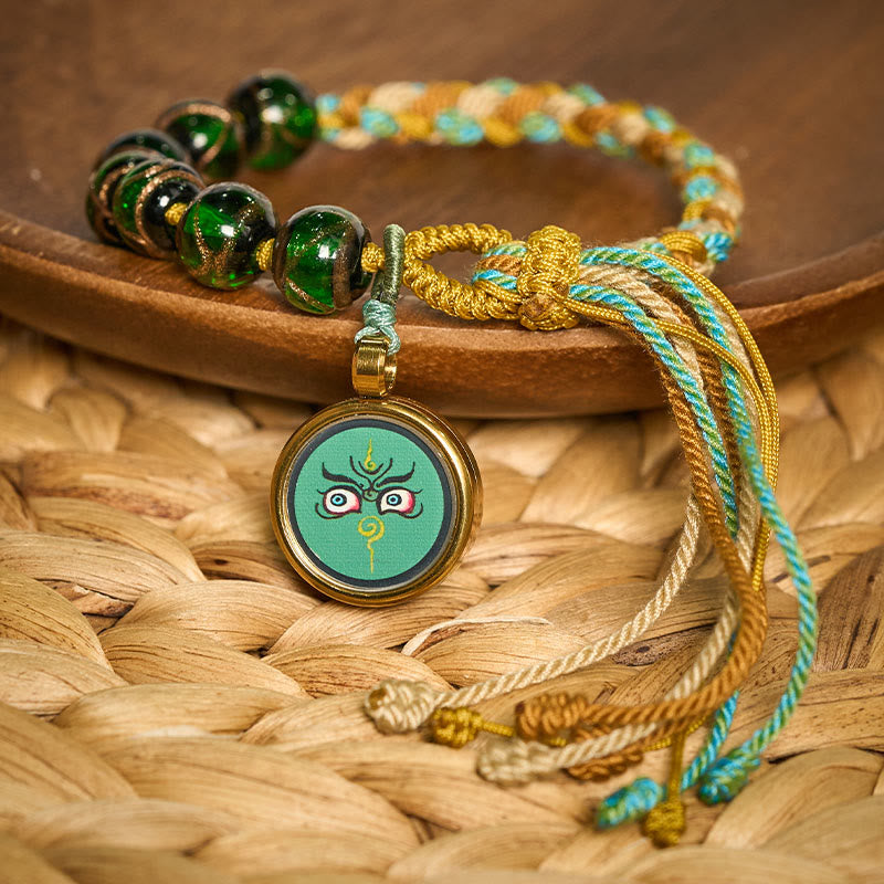 Buddha Stones Pulsera de hilo con cuentas de vidrio tibetano Liuli, cinco direcciones, dioses de la riqueza, bendición del ojo de Buda - image 26