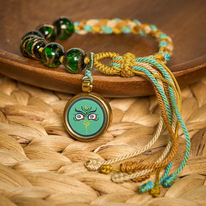 Buddha Stones Pulsera de hilo con cuentas de vidrio tibetano Liuli, cinco direcciones, dioses de la riqueza, bendición del ojo de Buda - image 26